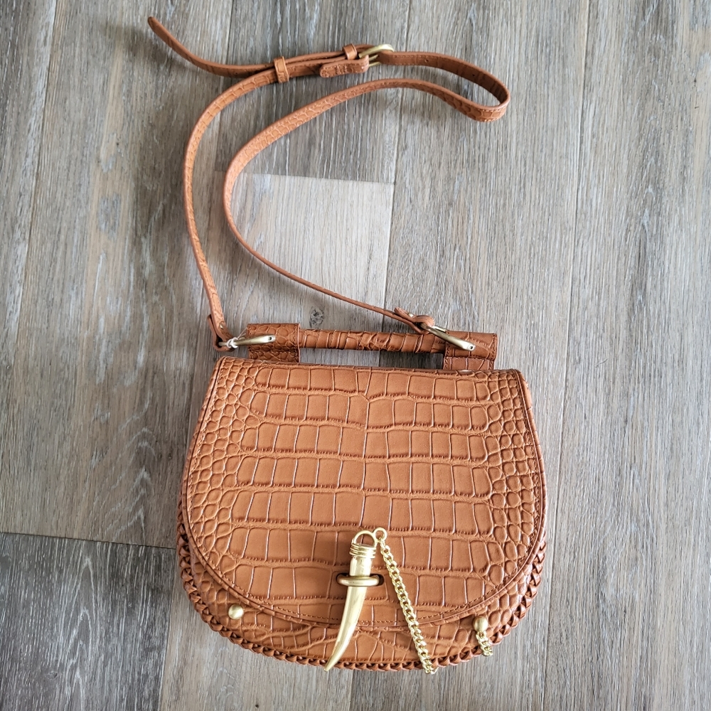 NWT Sancia The Babylon Tooth Bag Cognac Croc